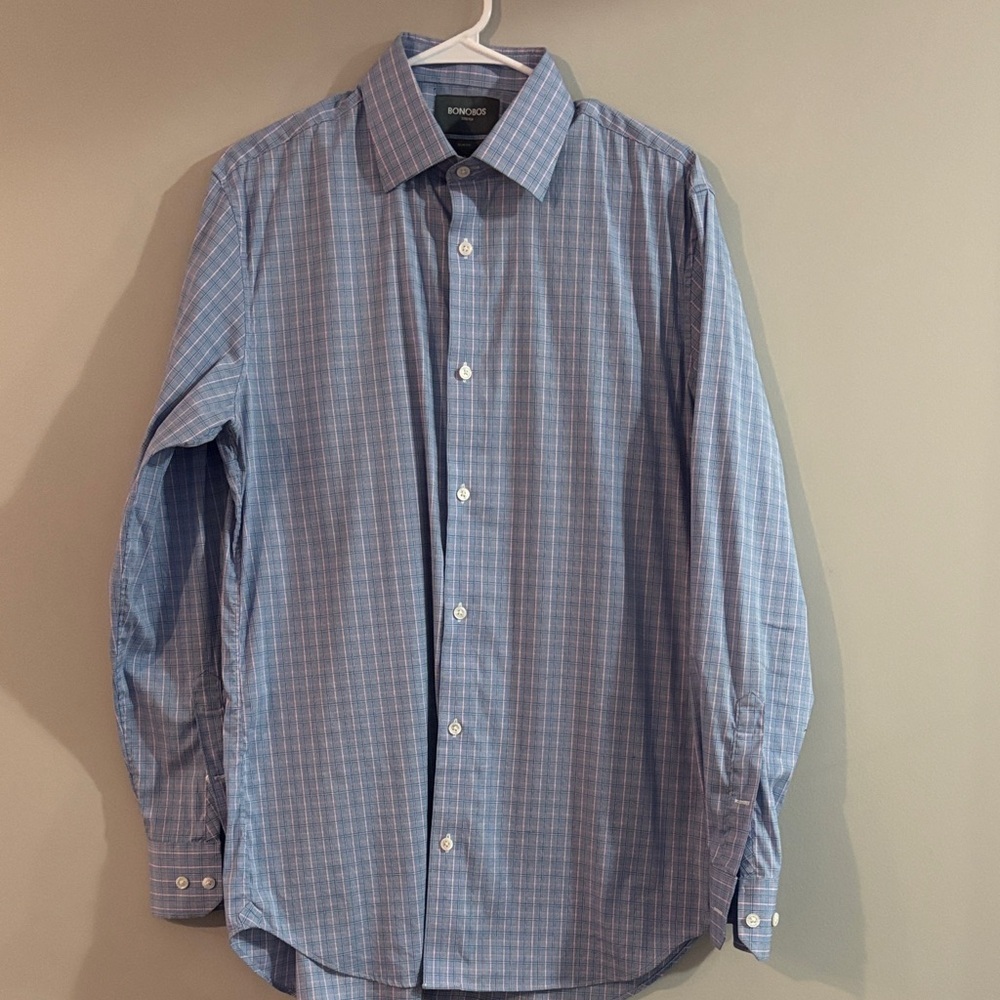 Bonobos Men's Blue Striped Dress Shirt